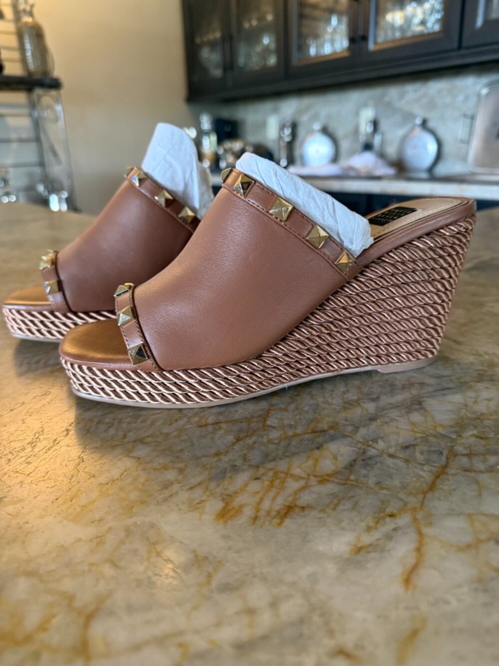 WHBM "Taylor" Studded Espadrille Wedges NWT Size 6.5